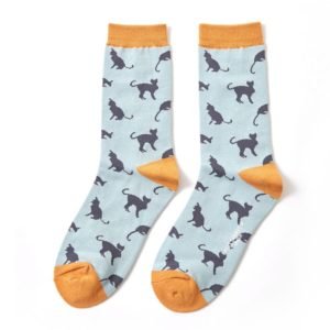 Miss Sparrow Cats Socks Duck Egg