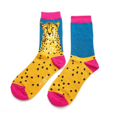 Ladies Wild Cheetah Socks Teal