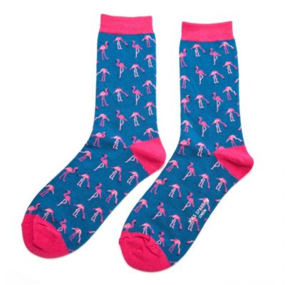 Ladies Wild Flamingos Socks Denim
