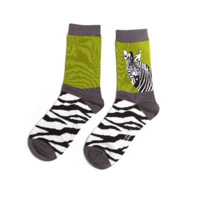 Ladies Wild Zebras Socks Lime