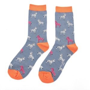 Ladies Zebras Socks Blue