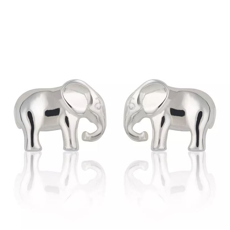 Silver Elephant Stud Earrings - Things Go Wild