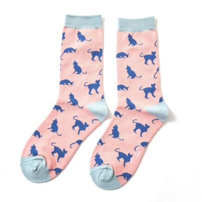 Ladies Cats Socks Pink