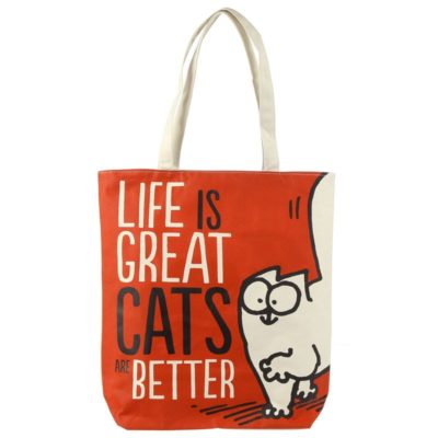 Cotton Simon’s Cat ‘Life is Great’ Zip Up Shopping Bag