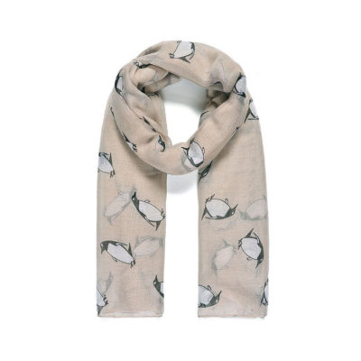 Beige Penguin print scarf