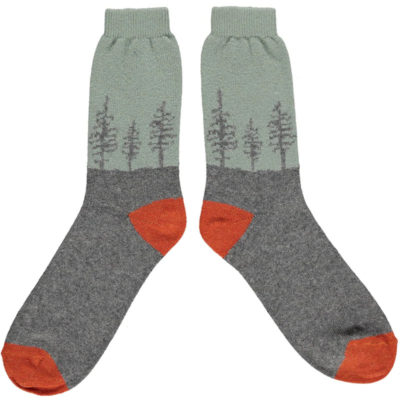Men’s Lambswool Socks – Forest – Grey