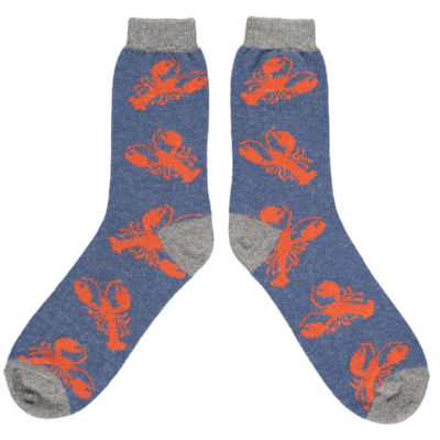 Men’s Lambswool Socks – Lobster – Denim